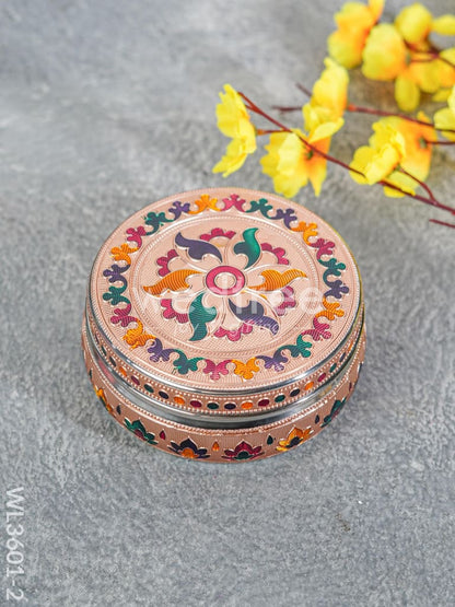 Copper Finished Meenakari Poori Box - WL3601