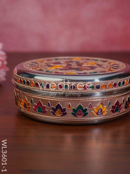 Copper Finished Meenakari Poori Box - WL3601