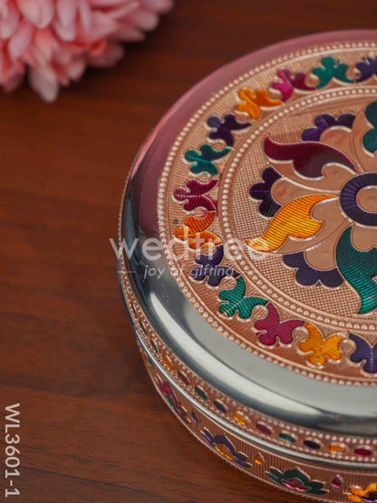 Copper Finished Meenakari Poori Box - WL3601