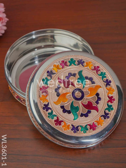 Copper Finished Meenakari Poori Box - WL3601