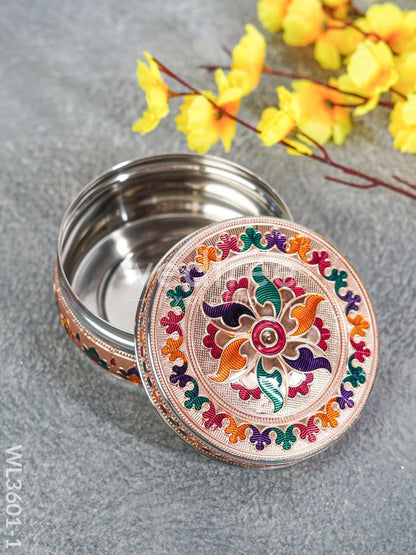 Copper Finished Meenakari Poori Box - WL3601