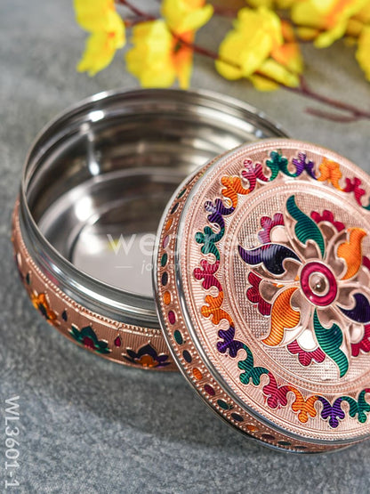 Copper Finished Meenakari Poori Box - WL3601