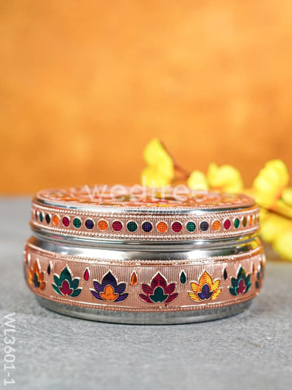 Copper Finished Meenakari Poori Box - WL3601