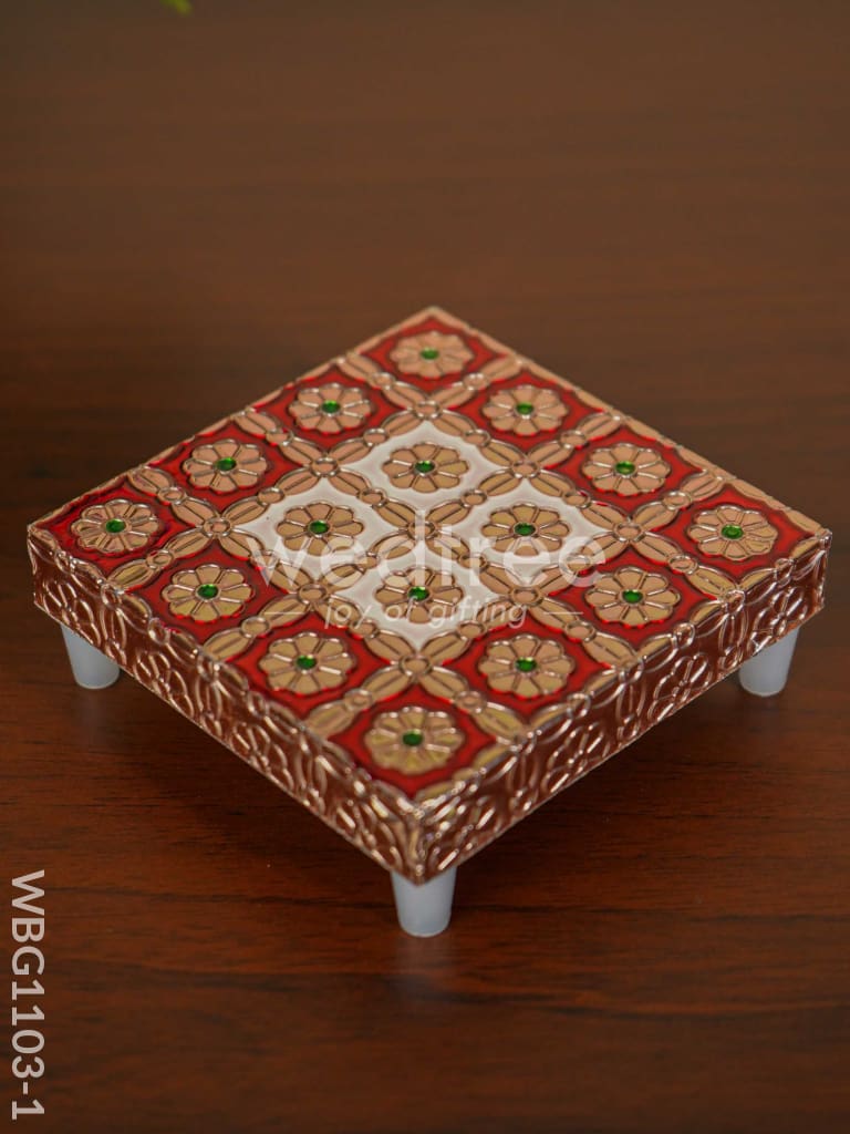 Copper Finished Red Meenakari Manai - WBG1103