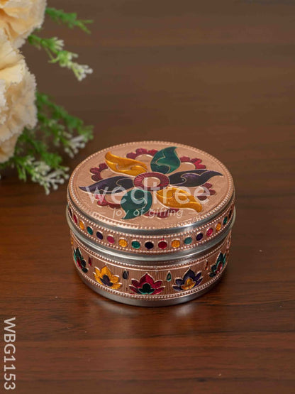 Copper Meenakari Poori Box - 4 inch - WBG1153