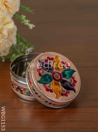 Copper Meenakari Poori Box - 4 inch - WBG1153