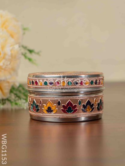 Copper Meenakari Poori Box - 4 inch - WBG1153