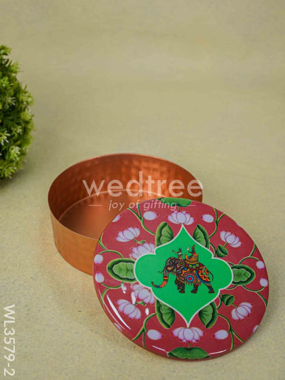 Copper Pichwai Poori Box - WL3579-2