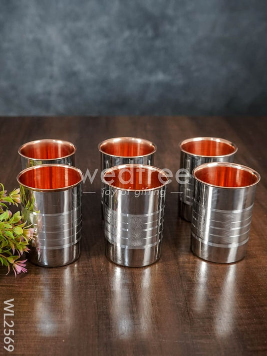 Copper with Stainless Steel Glass - Set of 6 - WL2569