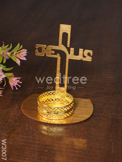 Cross Sign Shadow Diya - MDF - W3007