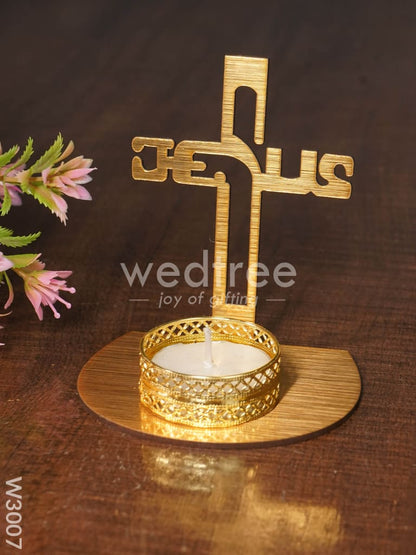 Cross Sign Shadow Diya - MDF - W3007