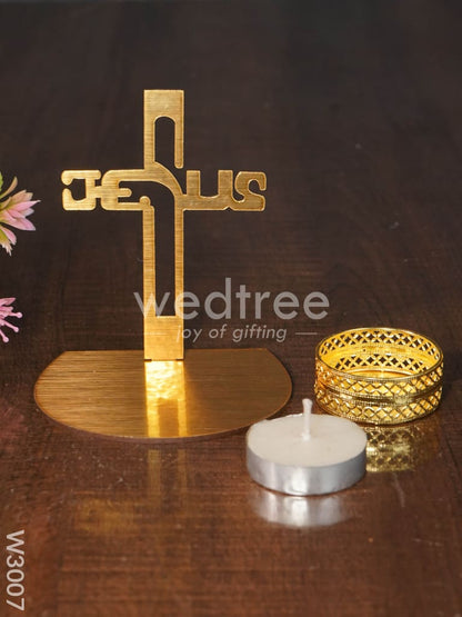 Cross Sign Shadow Diya - MDF - W3007