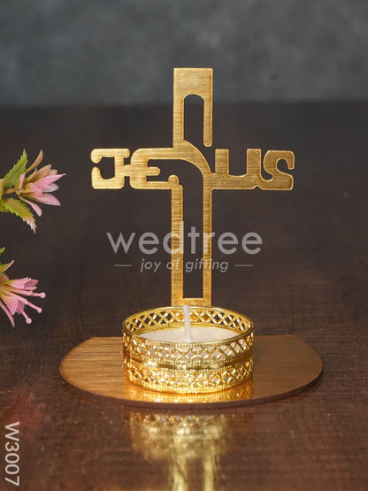 Cross Sign Shadow Diya - MDF - W3007