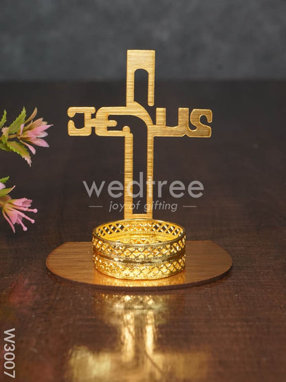 Cross Sign Shadow Diya - MDF - W3007