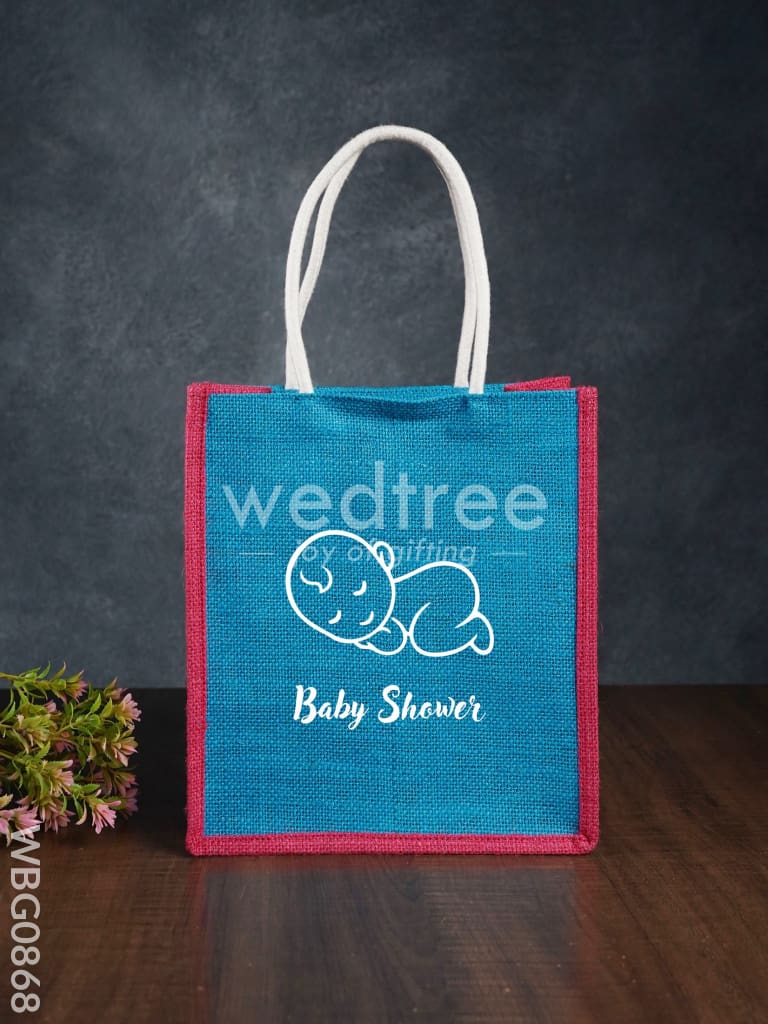 Customizable Baby Shower Jute Bag - 10 inch - WBG0868