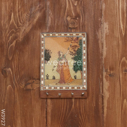 Dark Wood Hand Painted Key Hanger 7 X 5 inch - W3927