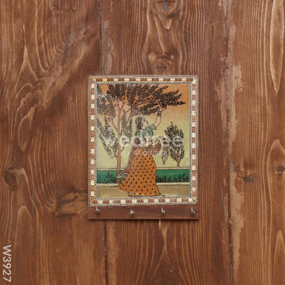Dark Wood Hand Painted Key Hanger 7 X 5 inch - W3927