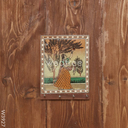Dark Wood Hand Painted Key Hanger 7 X 5 inch - W3927