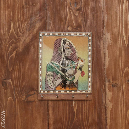 Dark Wood Hand Painted Key Hanger 7 X 5 inch - W3927
