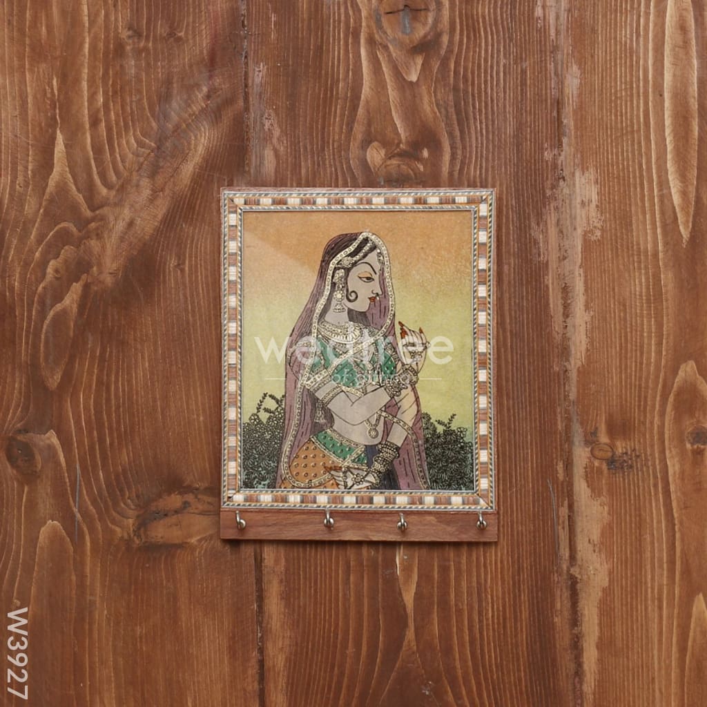 Dark Wood Hand Painted Key Hanger 7 X 5 inch - W3927
