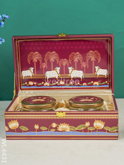 Decorative 2 Jar Dry Fruit Box - Pichwai - WL4431