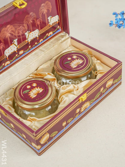 Decorative 2 Jar Dry Fruit Box - Pichwai - WL4431