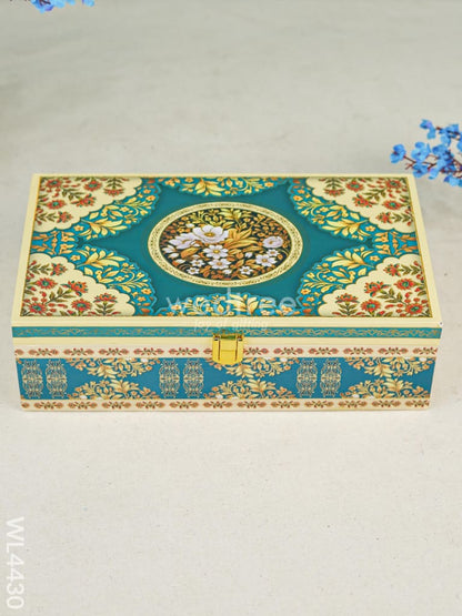 Decorative 2 Jar Dry Fruit Box - Teal Blue - WL4430