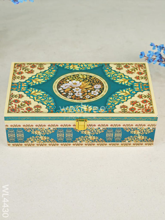 Decorative 2 Jar Dry Fruit Box - Teal Blue - WL4430