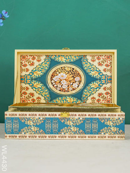 Decorative 2 Jar Dry Fruit Box - Teal Blue - WL4430