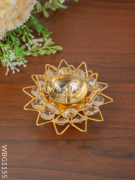 Decorative Brass Crystal Diya - WBG1155