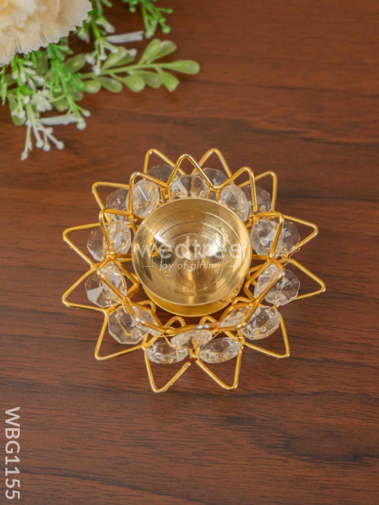 Decorative Brass Crystal Diya - WBG1155