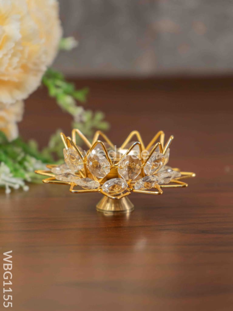 Decorative Brass Crystal Diya - WBG1155