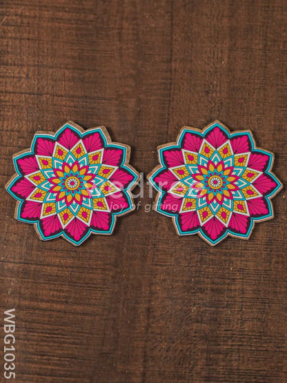 Decorative Diya Coaster - Set of 2 - WBG1035