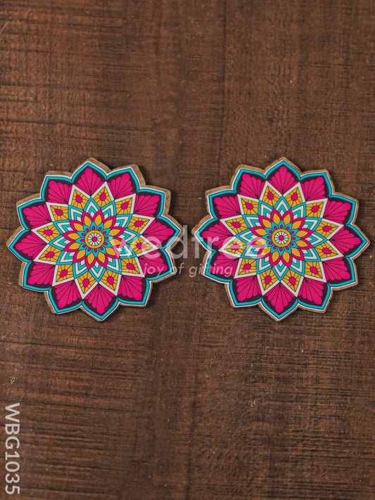 Decorative Diya Coaster - Set of 2 - WBG1035