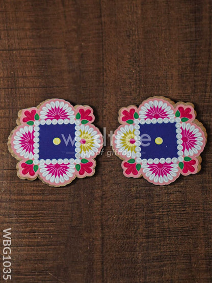 Decorative Diya Coaster - Set of 2 - WBG1035