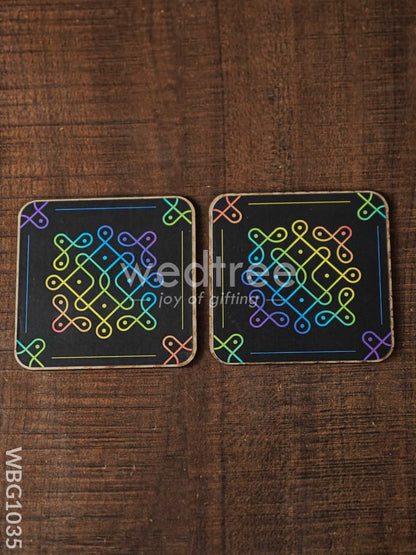 Decorative Diya Coaster - Set of 2 - WBG1035