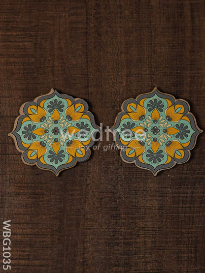Decorative Diya Coaster - Set of 2 - WBG1035