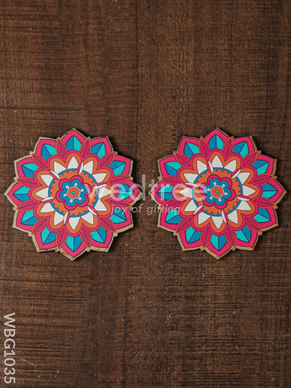 Decorative Diya Coaster - Set of 2 - WBG1035