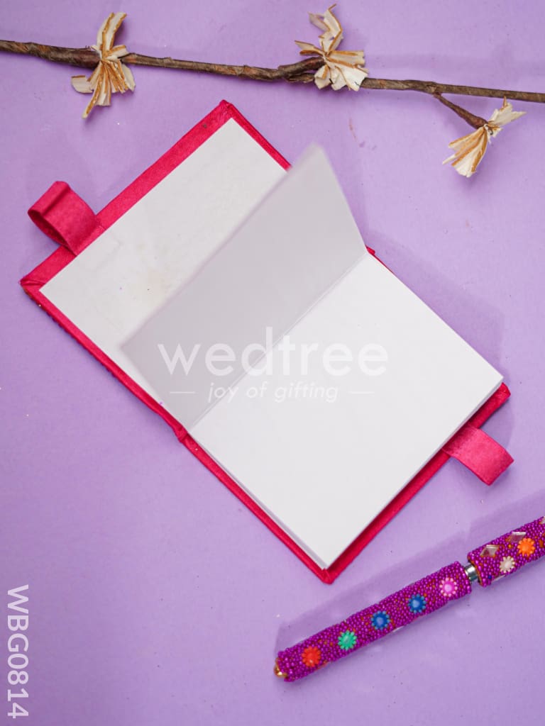 Decorative Handmade Mirror Work Diary with Pen - WBG0814