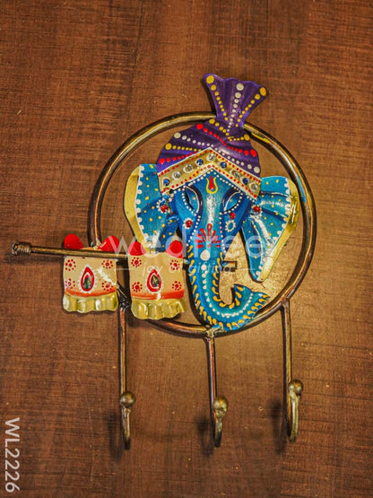 Decorative Key Hanger - Ganesha Playing Flute  - WL2226