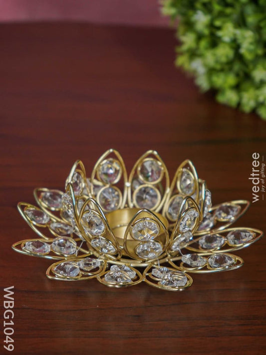Decorative Lotus Shaped Crystal T Light Holder - Wbg1049 Candles And Votives
