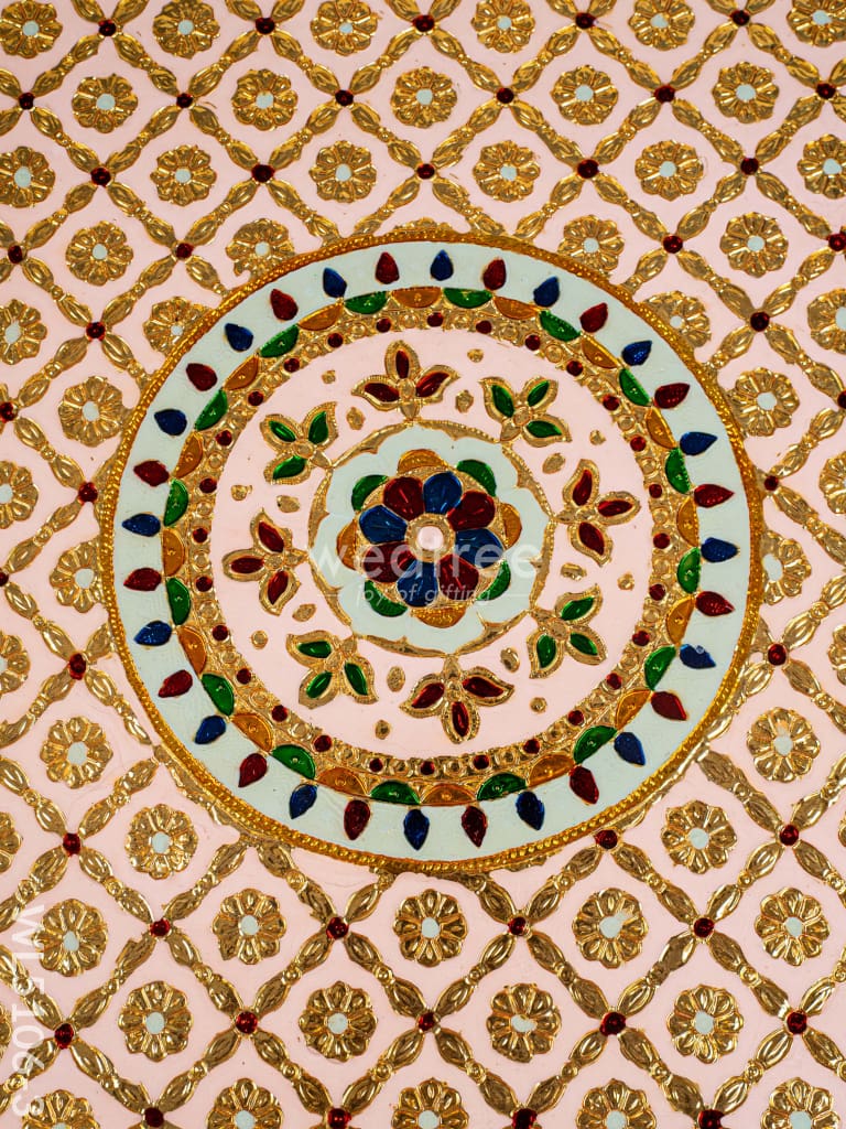 Decorative Meenakari Bajot - 16 x 16 inch - Pink - WL5106-3
