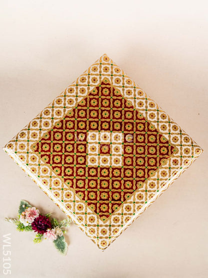 Decorative Meenakari Bajot - 16 x 16 inch - Red - WL5105