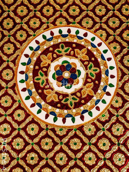 Decorative Meenakari Bajot - 16 x 16 inch - Red - WL5106-4