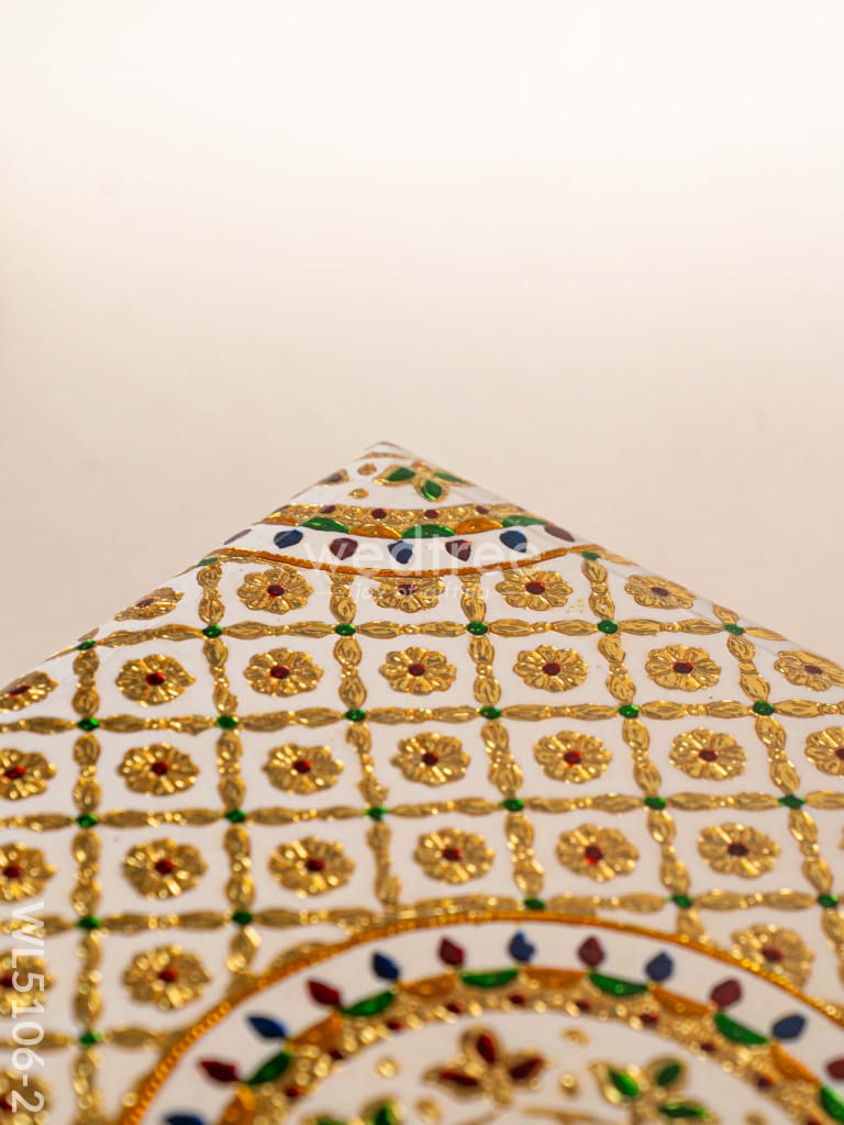 Decorative Meenakari Bajot - 16 x 16 inch - White - WL5106-2
