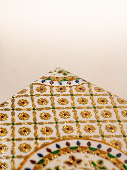 Decorative Meenakari Bajot - 16 x 16 inch - White - WL5106-2