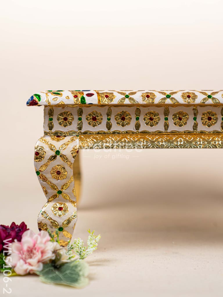 Decorative Meenakari Bajot - 16 x 16 inch - White - WL5106-2