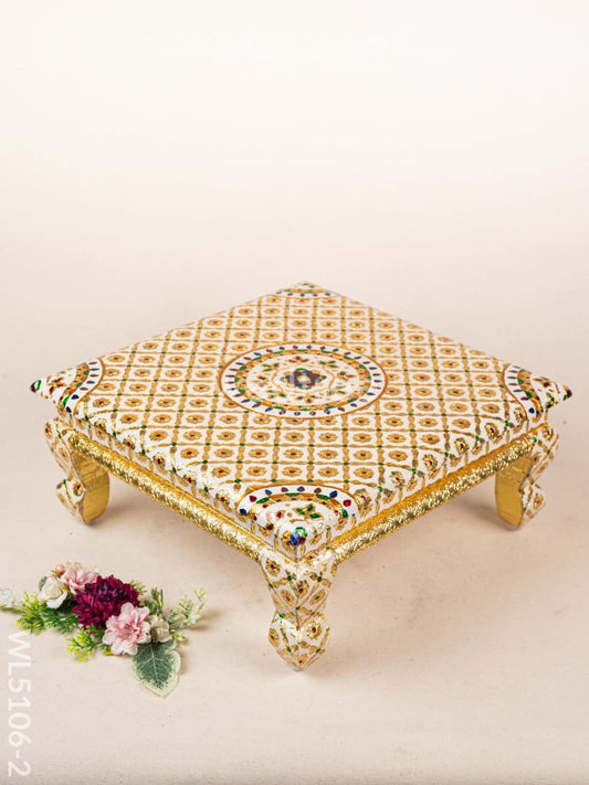 Decorative Meenakari Bajot - 16 x 16 inch - White - WL5106-2
