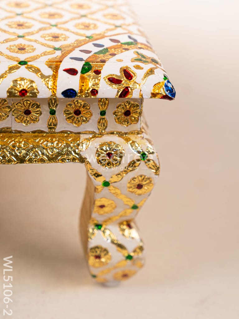 Decorative Meenakari Bajot - 16 x 16 inch - White - WL5106-2