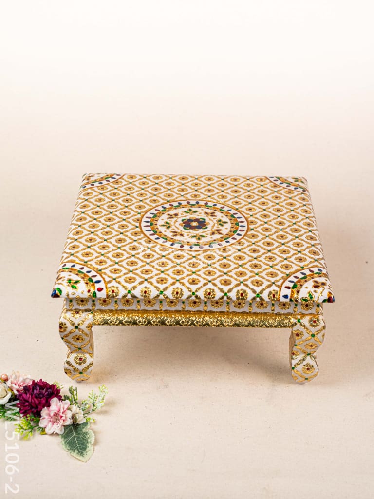 Decorative Meenakari Bajot - 16 x 16 inch - White - WL5106-2